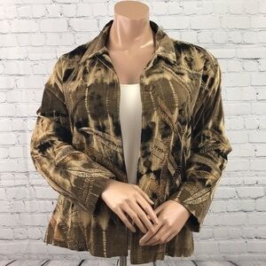 CHICO’S Design Embroidered Feathers Jacket sz 3/XL
